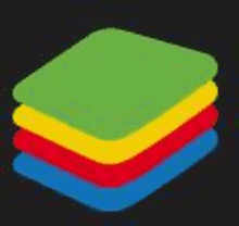 a green , yellow , red , and blue stack of squares on a black background .