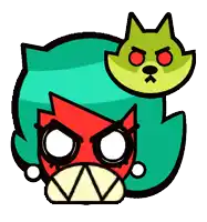 a cartoon drawing of a cat and a dog with angry eyes .