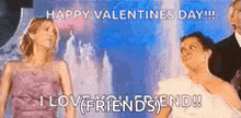 a group of people standing next to each other with the words `` happy valentines day ! ``