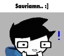 a cartoon of a boy with glasses and the words `` sauriamn . ''