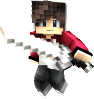 a minecraft character is holding a sword