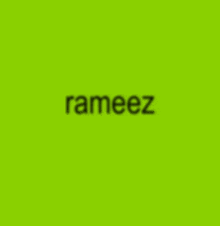 a green background with the word rameez written in black