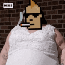 a pixel art image of a woman in a wedding dress