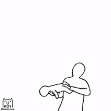 a black and white drawing of a giraffe holding a person .