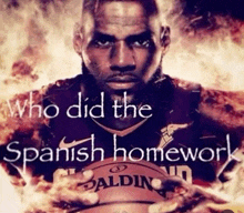 a picture of lebron james with the words who did the spanish homework above him