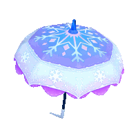 a purple and blue umbrella with snowflakes on the top