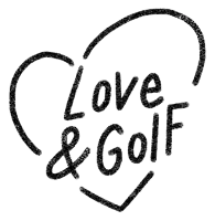 a heart with the words love & golf written inside