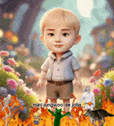 a cartoon of a boy with the name mini jungwoo de jolia written on the bottom