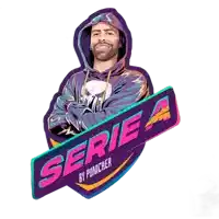 a logo for serie 4 by punisher with a man in a hoodie