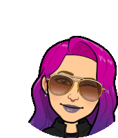 a cartoon of a girl with purple hair wearing sunglasses