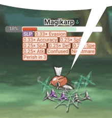 a screenshot of a video game shows a pokemon called magikarp