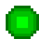 a green circle with a square in the middle is a pixel art icon .