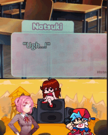 a screenshot of a video game with natsuki talking to boyfriend