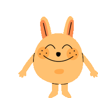 a cartoon drawing of a bunny with a smile on his face