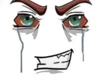 a cartoon face with tears coming out of it