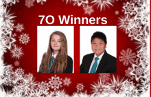 a picture of a boy and a girl with the words 70 winners on the bottom