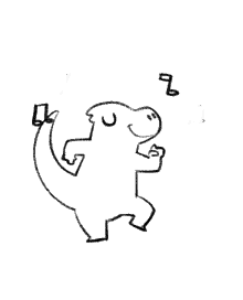 a black and white drawing of a dinosaur sleeping