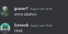 a screenshot of a conversation between emre allahini and gcaner7