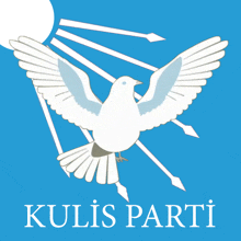 a blue background with a white dove and the word kulis parti