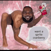 a cartoon of lebron james holding a sprite cranberry