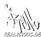 a black and white logo for a website called realicious.de .