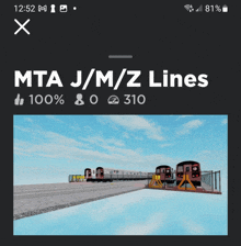 a screenshot of the mta j / m / z lines on a phone