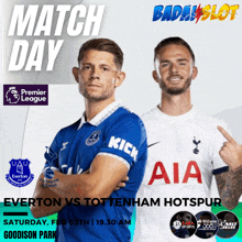 an advertisement for everton vs tottenham hotspur on saturday feb 03th