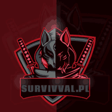 a logo for survival.pl shows a fox with a sword