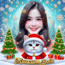 a picture of a woman and a cat with the words museum bola in the corner