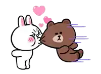 a cartoon of a bunny and a bear kissing