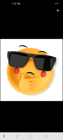 a yellow smiley face wearing sunglasses and giving a thumbs up sign