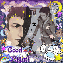 a picture of a man with the words good night on the bottom