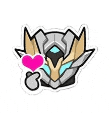 a sticker of a robot with a pink heart .