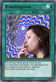 a card that says raucherpause on it with a picture of a woman smoking a cigarette