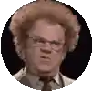 a man with curly hair and glasses is making a funny face .