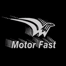 a black and white logo for motor fast with a bird