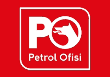 a red and white logo for petrol ofisi with a dog in the center