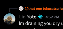 lin yoto is draining you dry according to a tweet
