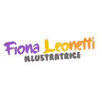 a logo for fiona leonetti illustratrice with purple and yellow letters