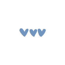 three blue hearts on a white background