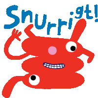 a cartoon illustration of a red monster with the words " shurr gt " written above it