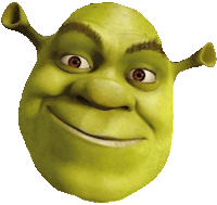 shrek 's face is shown on a white background