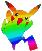 a picture of a rainbow colored pikachu with the word picmix on the bottom