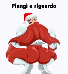 a cartoon of a man in a santa hat with the caption piangi a rigoardo