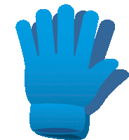 a blue glove on a white background that looks like a palm