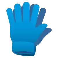 a blue glove on a white background that looks like a palm