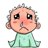 a cartoon of a baby with a sad face