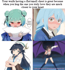 a meme about waifu having a flat/ small chest