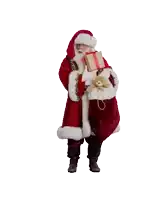 santa claus holding a gift and a teddy bear