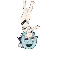 a cartoon of a girl laying upside down with her legs crossed